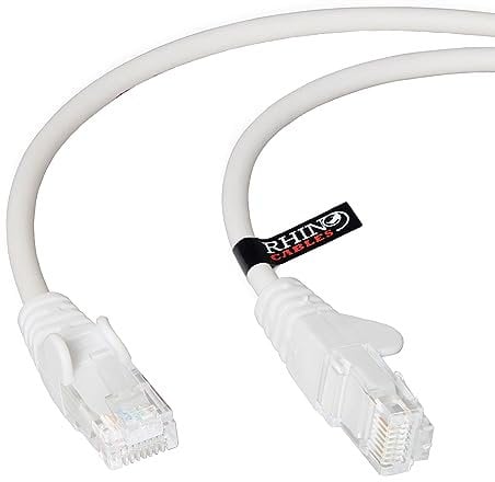 rhinocables CAT 5e High-Speed Ethernet Cable - Reliable LAN Network RJ45 Cable for Fast Internet & Data Transfer | Durable WiFi Broadband Cable for Gaming & Streaming, (15m, White, Pack of 1)