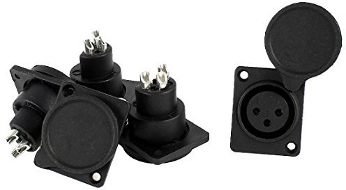 sourcing map 5 x Cubierta Negra XLR Conector Hembra de Montaje en Panel de chasis Tono Plateado