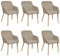 vidaXL 6X Eiche Massiv Esszimmerstuhl Beige Küchenstuhl Armlehne Stuhl Stühle