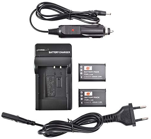 DSTE®(2 Pack) Ersatz Batterie und DC16E Reise Ladegerät Compatible für Olympus Li-60B FE-370 Pentax D-LI78 Optio L50 M50 M60 S1 V20 W60 W80 EN-EL11 Coolpix S550 S560