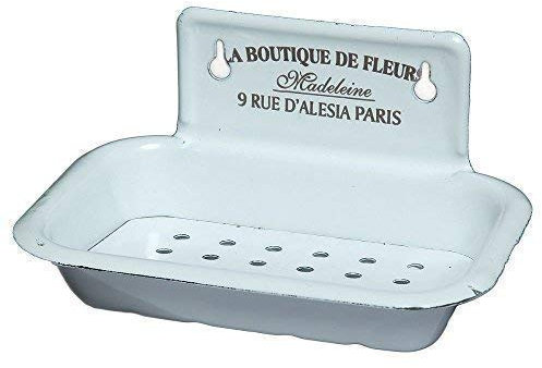 linoows Nostalgischer Seifenteller, Seifenschale emailliert, Stahlblech emailliert, Rechteckig
