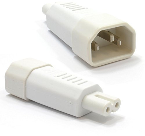 kenable IEC C14 Male Pins to Figure of 8 Eight Male C7 Plug Adapter WHITE