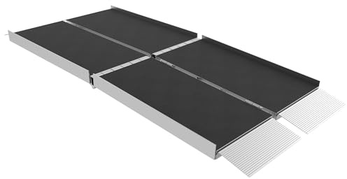 EZ-Access Suitcase Trifold Portable Aluminum Folding Wheelchair Ramp with Non Slip Applied Surface, Self-Adjusting Bottom Transition Plates, Heavy Duty 800 lbs, for Home Steps & Doorways, 6-Foot
