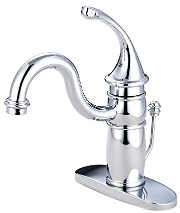 Kingston Brass KB1401GL Georgian Block Lavatory Faucet with ABS Pop-Up Drain, Polished Chrome