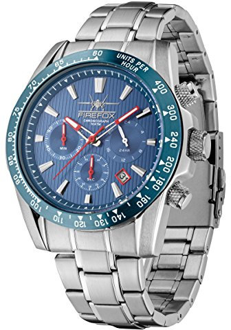 FIREFOX Sky Commander FFS23-103 blau Edelstahl Chronograph Herrenuhr Armbanduhr 10 ATM druckfest