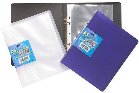 A5 Plastic Coated Ringbinder File & 10 Multi Punched Pockets Clear
