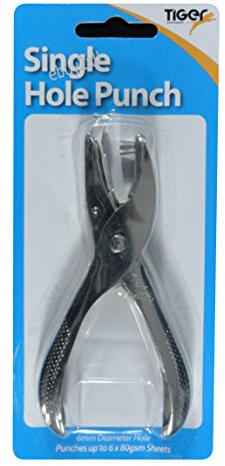 Solid Metal Single Hole Punch Perforator Silver Pliers One 6mm Hole Card/Paper