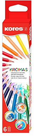 Kores - Kromas: 6 Farbstifte für Kinder, Anfänger und Erwachsene mit Weicher Mint und dreieckiger Form, Schulbedarf, Set von 6 ausgewählten Farben