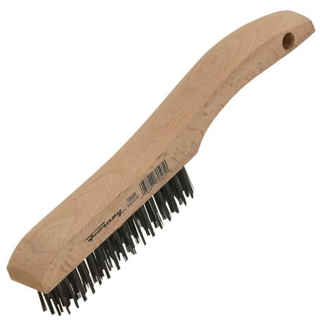 Forney 70505 Wire Scratch Brush, Carbon Steel with Wood Shoe Handle, 10-1/4-Inch-by-.014-Inch