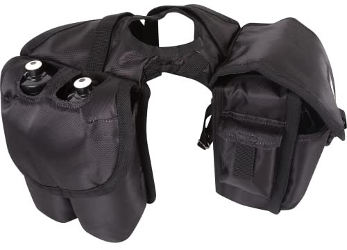 Cashel Quality Deluxe Medium Horse Saddle Pommel Horn Bag, Insulated Padded Pockets, Two Water Bottle Pockets, Camera or Cell Phone Pocket, 600 Denier Material, Size: Medium Color: Black