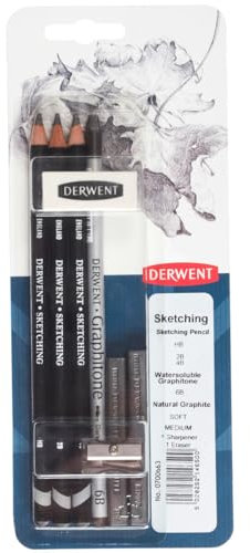 Derwent Sketching Pencils and Blocks with Accessories, Set of 8, Professional Quality, 700663, Grey