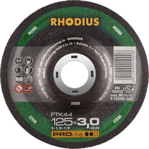 Rhodius Freihandtrennscheibe FTK44 Stein Ø 125 mm Bohrung 22,23 mm für Winkelschleifer