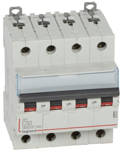 407903 Disjoncteur tétrapolaire 50A - 4P Courbe C - 6/10kA - À vis - Legrand DX3