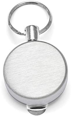 WEDO 2624528 Gürtel Clip, mit ausziehbarer Schlüsselschnur aus Polyester 71,5 cm, Edelstahl Gehäuse, silber