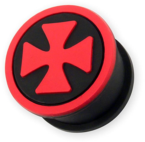 Fly Style Damen Herren Ohr Plug Silikon Tunnel Eisernes Kreuz schwarz weiß rot (4-26 mm) st007, Grösse:26 mm;Modell:Modell A