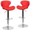 Flash Furniture Denville Barhocker aus Vinyl, höhenverstellbar, gebogen, Rot, 2 Stück