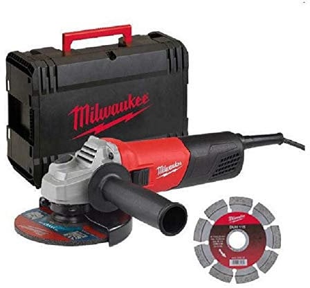 Milwaukee 4933451281 — Smerigliatrice 800 W — diam. Trasmissione da 115 mm e relè a bassa tensione+disco da taglio e valigetta