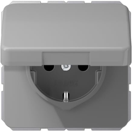 Jung 1520 BFKL GR Schuko Steckdose 16 A 250 V bruchsicher mit Klappdeckel Serie CD grau, 250 V