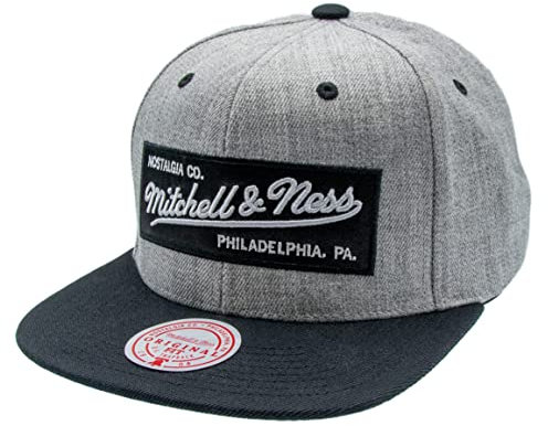 Mitchell & Ness 2 Tone Box Logo - Flat Visor Snapback Basecap, Grey-Black