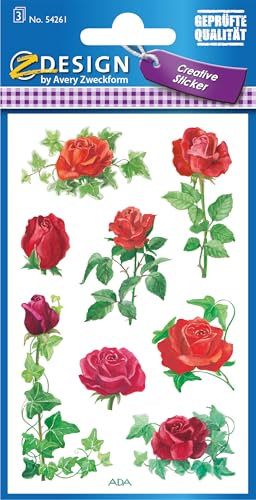 AVERY Zweckform 54261 Deko Sticker Rosen 24 Aufkleber