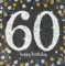 Amscan 511547 - Servietten 60. Geburtstag, 16 Stück, 33 x 33 cm, Happy Birthday, Sparkling Celebration, Gold