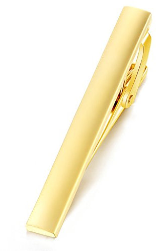 HONEY BEAR Pinces à Cravate pour Homme Taille Normale Cravate,5.4cm,Acier Inoxydable pour Chemise Le Cadeau de Mariage Affaires (Or mat)