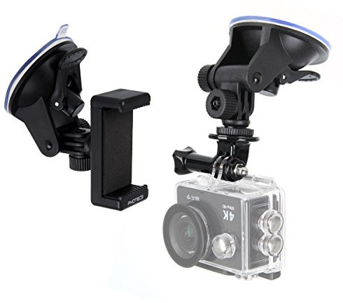 Photecs® Universal Saugnapf Halterung V2 (55-85mm), für Smartphone, Kamera, Handy, Action Cam, GoPro Hero, Dash Cam, Navigation etc. an der Windschutzscheibe, KFZ, etc.