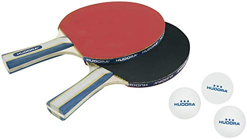 HUDORA Tischtennis-Set New Contest 2.0, 2 Tischtennis-Schläger + 3 Tischtennis-Bälle - 76245