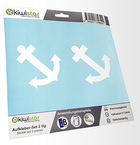 - 2X Kennzeichenaufkleber -Anker - Schiffsanker - Bootsanker Aufkleber für Auto, Laptop, Fahrrad, LKW, Motorrad Mehrfarbig JDM Decal Racing