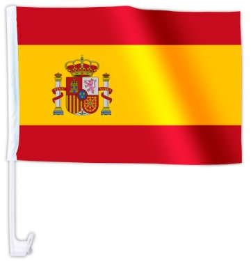 Drapeau avec inscription 1 x 45 x 30 drapeau de l'espagne pour voiture drapeaux drapeau pavillon eM 2012 avec fixation