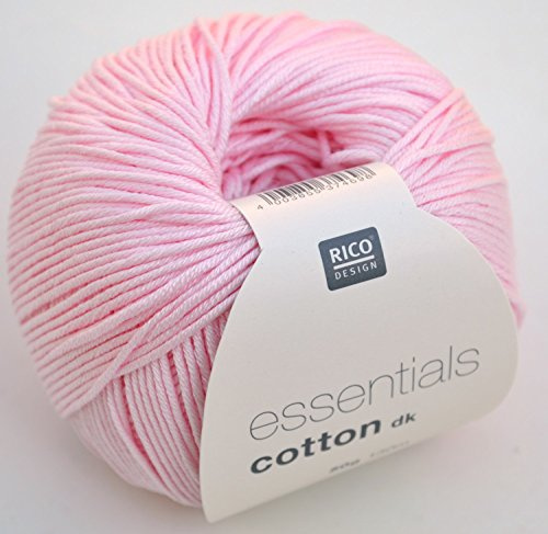 Rico Design Essentials Double Knitted Yarn, 100 Percent Cotton, Rose