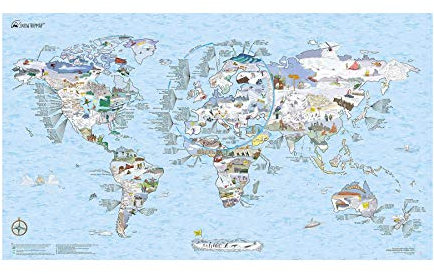 Wintersport Weltkarte | AWESOME MAPS | Entdecke die 400 Prächtigsten Peaks & Pisten der Welt - 97,5 x 56cm Poster (Snowtrip Map)