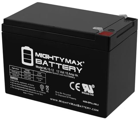 Mighty Max Battery ML15–12 – 12 V 15 AH, borne F2, batterie SLA AGM rechargeable