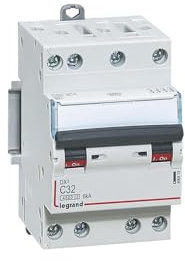 406913 Disjoncteur tétrapolaire 32A - 4P Courbe C - 4,5/6kA - À vis - Legrand DX3