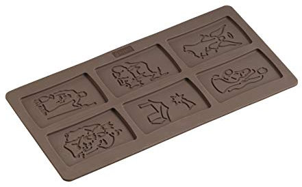 Lurch 65019 FlexiForm Spekulatius Weihnachten / Backform für 6 Kekse mit Krippenmotiven aus 100% BPA-freiem Platin Silikon, braun