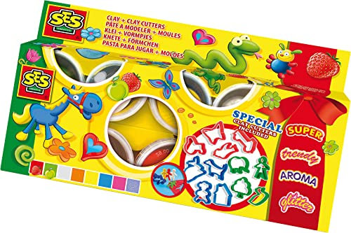 SES creative SES Super Dough, 8 Farben Knetmasse, Mehrfarbig
