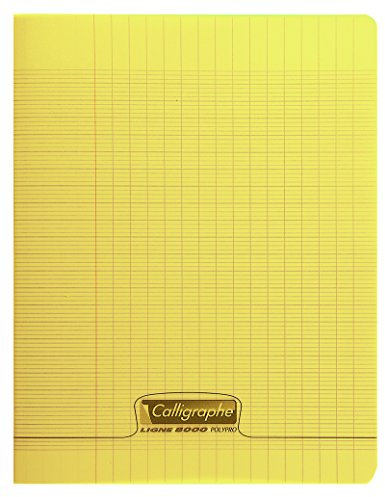 Calligraphe 18294C Un Cahier Agrafé Jaune (une Marque de Clairefontaine) - 24x32 cm - 140 Pages Grands Carreaux - Papier Blanc 90 g - Couverture Polypro Transparent