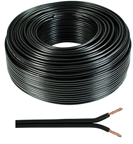 SeKi Lautsprecherkabel 25m - Schwarz - 2x2,5mm² - 100% CCA Kupfer - Audiokabel - Plus-/Minuspol-Kennzeichnung - Kompatibel mit Lautsprecher, Kopfhörer, Mikrophon, Verstärker