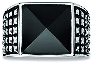 caï men Herren Ring Royal Punk 925 Silber rhodiniert schwarz coloriert Onyx schwarz 66 (21.0) - C4181R/90/13/66