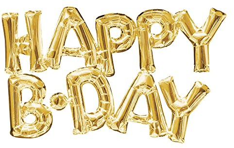 Amscan Gold Happy B-day Balloon Letters - 30 | 1 Set Of Letter Foil Balloons, Perfect Happy Birthday Balloon for Birthday, Party Balloons Great For Party Supplies, Birthday Decorations, & More