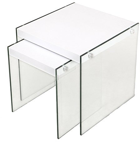Cribel Pocket Bureau, Bois Multicouche/Verre trempé, laqué Blanc, 120 x 80 x 76 cm