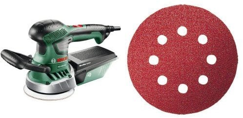 Bosch PEX 400 AE- Lijadora excéntrica + Juego de hojas de lija de 5 piezas para lijadora excéntrica