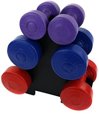 Oypla 12kg Vinyl Hand Dumbbell Workout Weight Set Including Stand