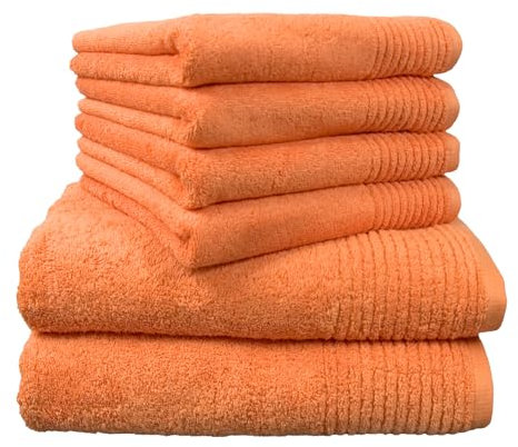 Dyckhoff 0410996715 Handtuchset Brillant, 2 Badetücher / Duschtücher 70 x 140 cm und 4 Handtücher 50 x 100 cm, 6-teilig, peach