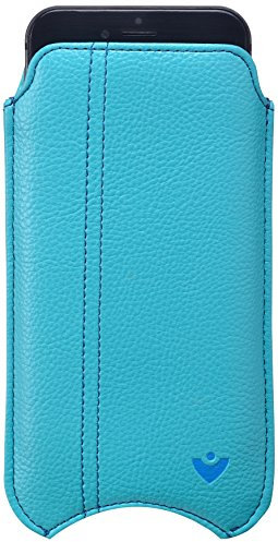 NueVue - Napa Cuero Pantalla Limpieza iPhone 6, 6s Funda Bronceado con Antimicrobiano Intel - Azul Piel Vegana, para iPhone 6/6s