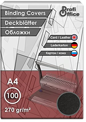 ProfiOffice® Deckblätter, DIN A4, Lederoptik, schwarz, A4 270g/m², 100 Stück (29002)