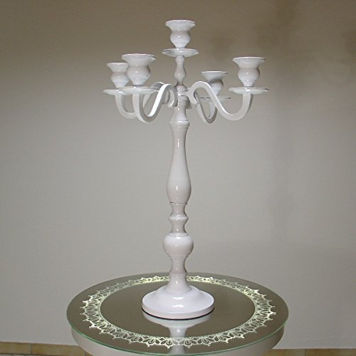 Dekowelten Kerzenständer/Kerzenhalter 5-armig in Silber für Stab oder Stumpenkerzen in verschiedenen Größen 30-180cm (50cm Big weiß)