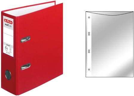 Herlitz Ordner + 50 Prospekthüllen / DIN A5 / 80mm breit / Farbe: rot