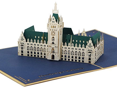 3D KARTE Hamburger Rathaus I Pop-Up Karte als Reisegutschein, Urlaubskarte, Geburtstagskarte, Glückwunschkarte I Klappkarte als Andenken aus Hamburg