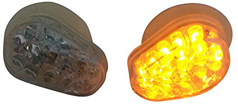 Alchemy Parts Paire Tête de Fourche Égaliser Fixation Norme E LED Clignotants pour Moto Transparent Lentille